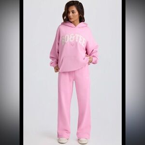 bo&tee matching pink hoodie & wide leg sweatpants